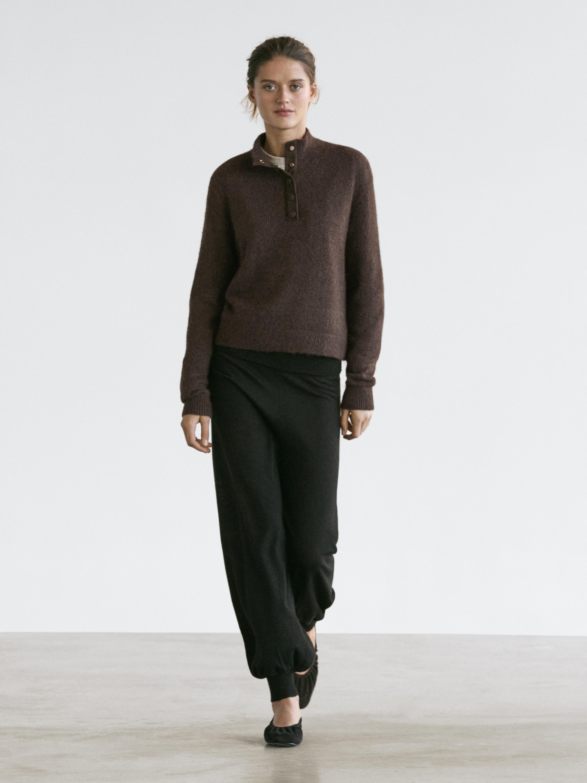 Wool blend knit sarouel trousers